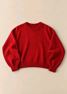 RED RIBBED CREWNECK SWEATER