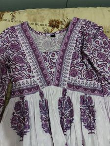 Beautiful Lavender Block Print Kurta Set