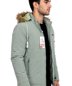 Men's Sage Green Fur Hood Winter Jacket XL | Pista