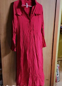 classic red shirt maxi dress