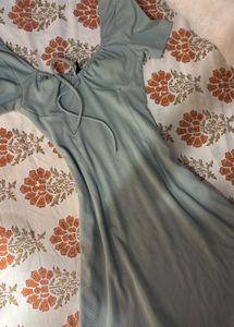 Sage Green Ribbed Coquette Dress
