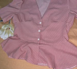 Cute Polka Dot Button-Up Blouse