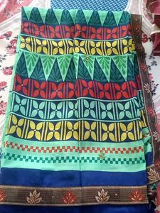 Vibrant Geometric Print Saree