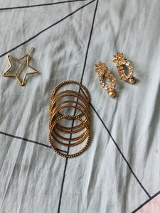 Full Set Bangles, Earrings And Hair Clip