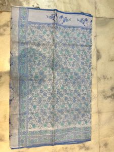 Light Blue Pure Cotton Printed Saree