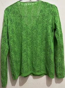 Green Knit V-neck Long sleeves top