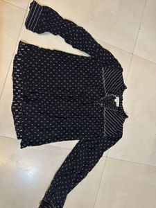 Chic Black Printed Long Sleeve Blouse