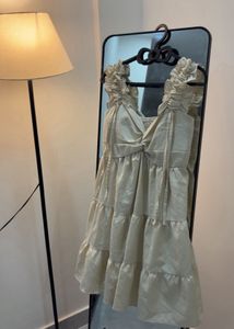 Cream Ruffle Tiered Dress