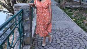 PlusS Orange Romantic Floral Dress