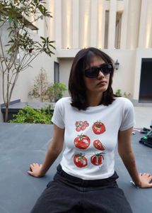 Cute Tomato Print T-Shirt