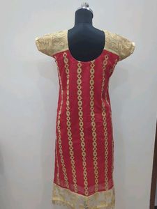 Red &amp; Gold Embroidered Kurti