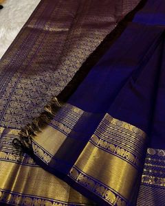 Royal Blue Silk Saree with Elephant Motif