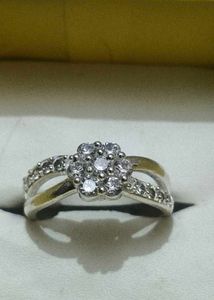 Sparkling Flower Design Ring pure silver
