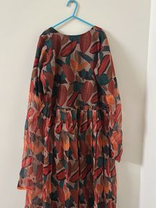 Leaf Print Maxi Dress