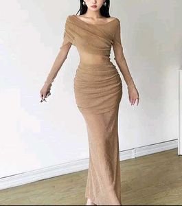 Gold Shimmering Cutout Bodycon Maxi Dress(size:xl,
