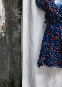 I. Floral Print Wrap Dress
