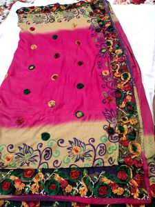 Riboon Handwork Saree With Designer Blouse