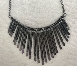 Statement Oxidized Silver Necklace