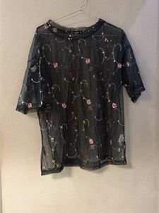Shein Sheer Embroidered T-Shirt