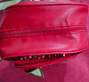 Red Sequin Backpack with Bow