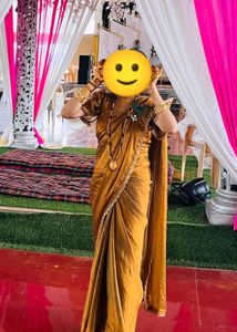 Golden saree blause Set hand stone work