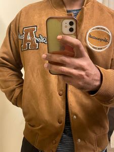 Aeropostale Varsity Jacket (Brown Suede)