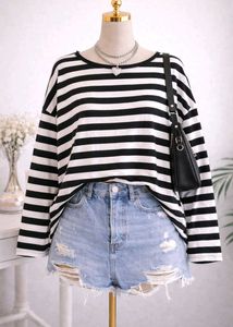 COMBO ❗Striped Long Sleeve Top &amp; Sports crop to