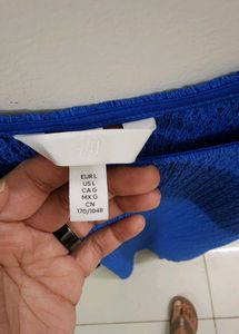 H&amp;M Vibrant Blue Ribbed Spaghetti Strap Dress