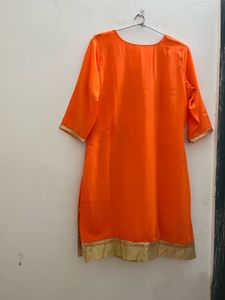 Bright Orange cord set with Gold Embroidery