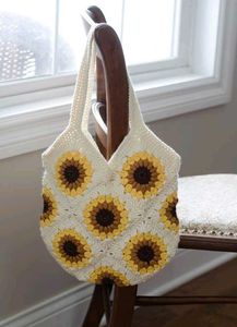 Crochet sunflower tote bag 🌻