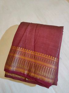 👑 Maharani Drape: Light Maroon Cotton Silk Saree
