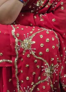 red saree with work.. true re