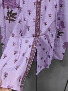 Lilac Floral Print Kurta Set