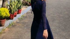 Elegant Navy Blue Anarkali Gown