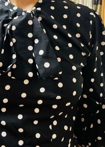 Polka Dot Short Dress with full sleeves