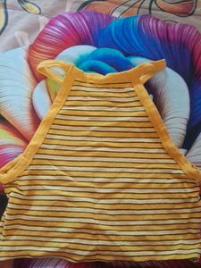 ZARA Striped Halter Neck Crop Top