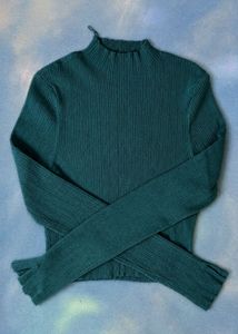 Emerald Ribbed Turtleneck Sweater