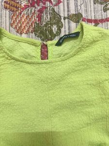 Girls Lime Green Textured Dress