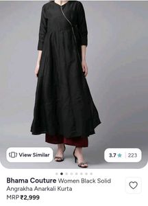 Elegant Black Angrakha Kurta