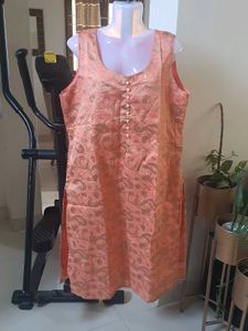 Elegant Peach Brocade Kurti