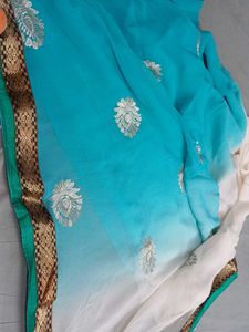 Blue and White Combination Saree Good Combinatio