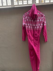 Cozy Pink Snowflake Sleepsuit