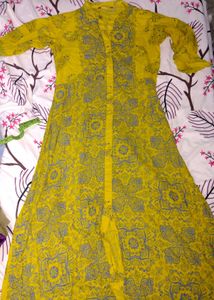 Yellow Printed Anarkali Kurta