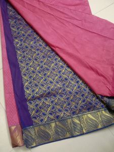 Pink And Blue Pattern Saree For Women's