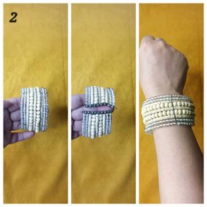 Chunky Beaded Bracelets. Blue, White.