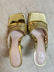 Zara Gold Strappy Heeled Sandals