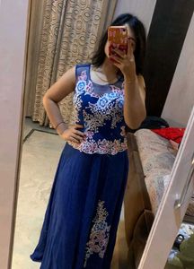 Stunning Blue Embroidered Ethnic Gown