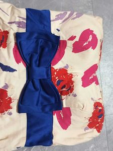 Floral Print Strapless Bow Dress