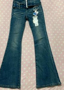 Vintage Flare Jeans with Embellished Belt