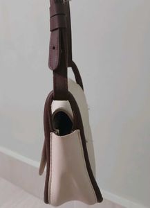 Chic Cream Crossbody Bag with Scarf Accent